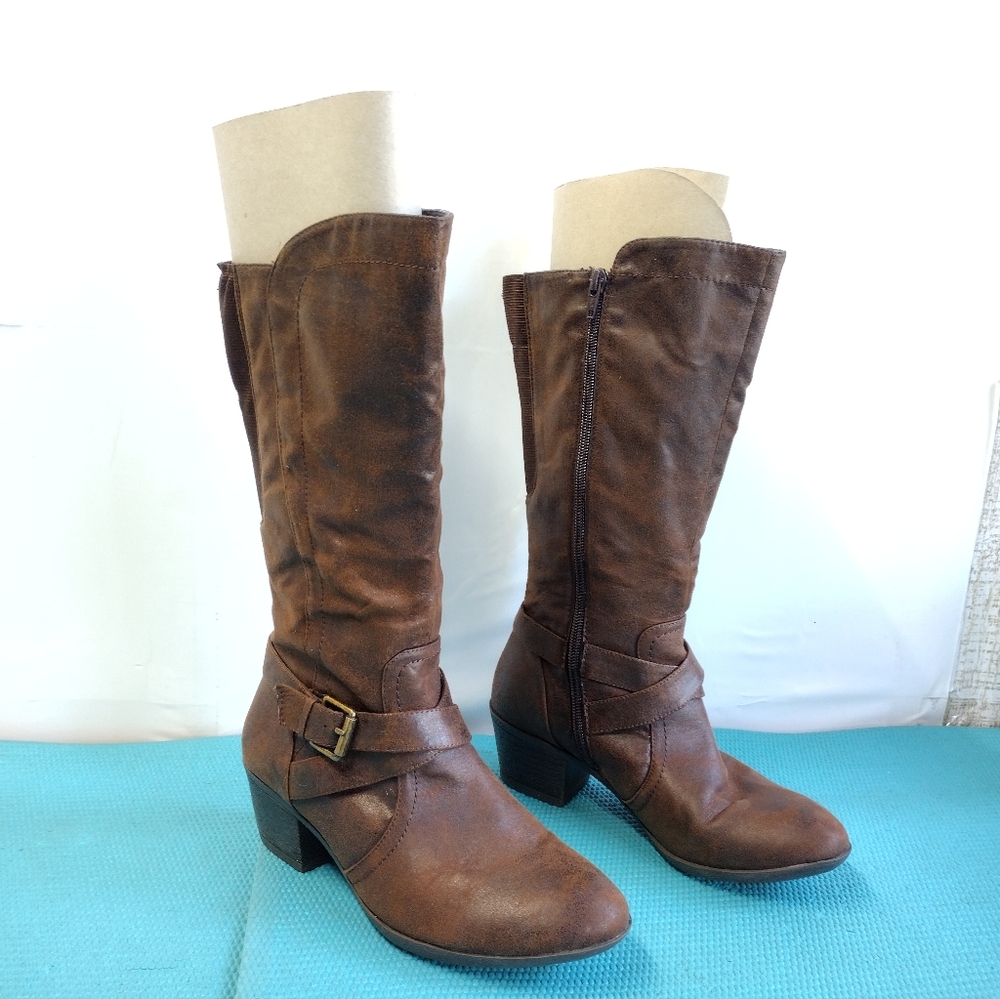G.H Bass & Co. Boots Ria Knee High Side Zip Block Heels 6.5